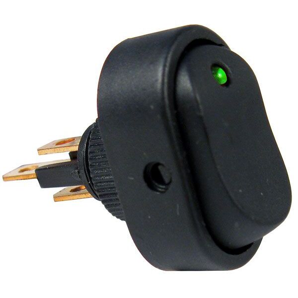 Pico 5587A  12 Volt 25 Amp On-Off Green LED Dot Illuminated Oval Rocker Switch SPST 25 per Package