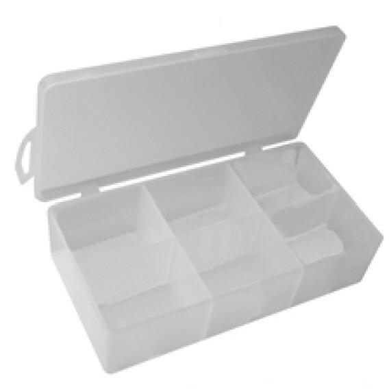 Pico 0001A  6-1/2" x 3-1/2" x 1-1/2" Empty 6 Compartment Flex Plastic Kit Box