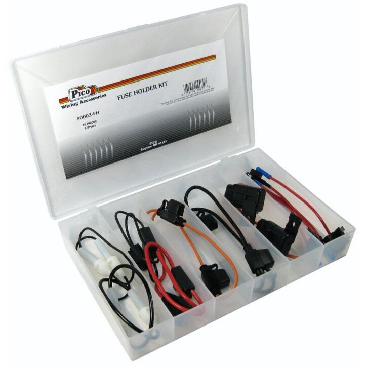 Pico 0003-FH 18 Piece Glass and Blade Style Fuse Holder Assortment Kit in Plastic Kit Box Pico 0003-FH 18 Piece Glass and Blade Style Fuse Holder Assortment Kit in Plastic Kit Box