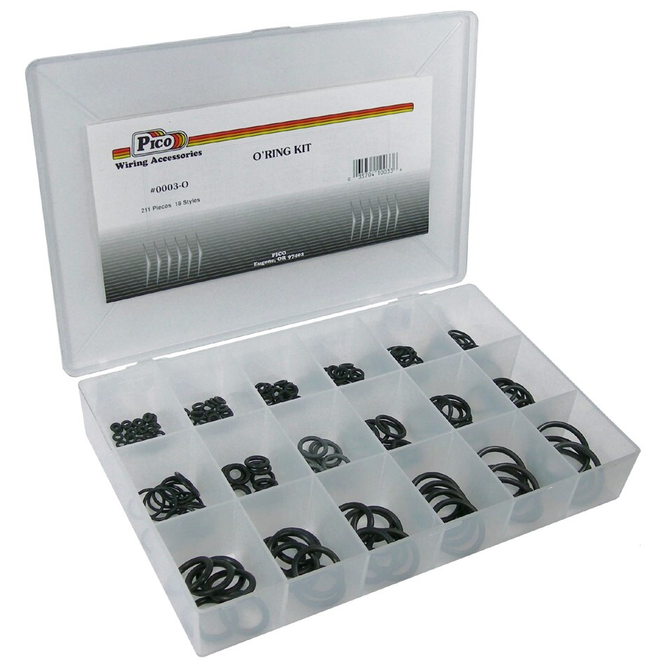 Pico 0003-O  211 Piece O'Ring Assortment Kit 18 Sizes in Plastic Kit Box