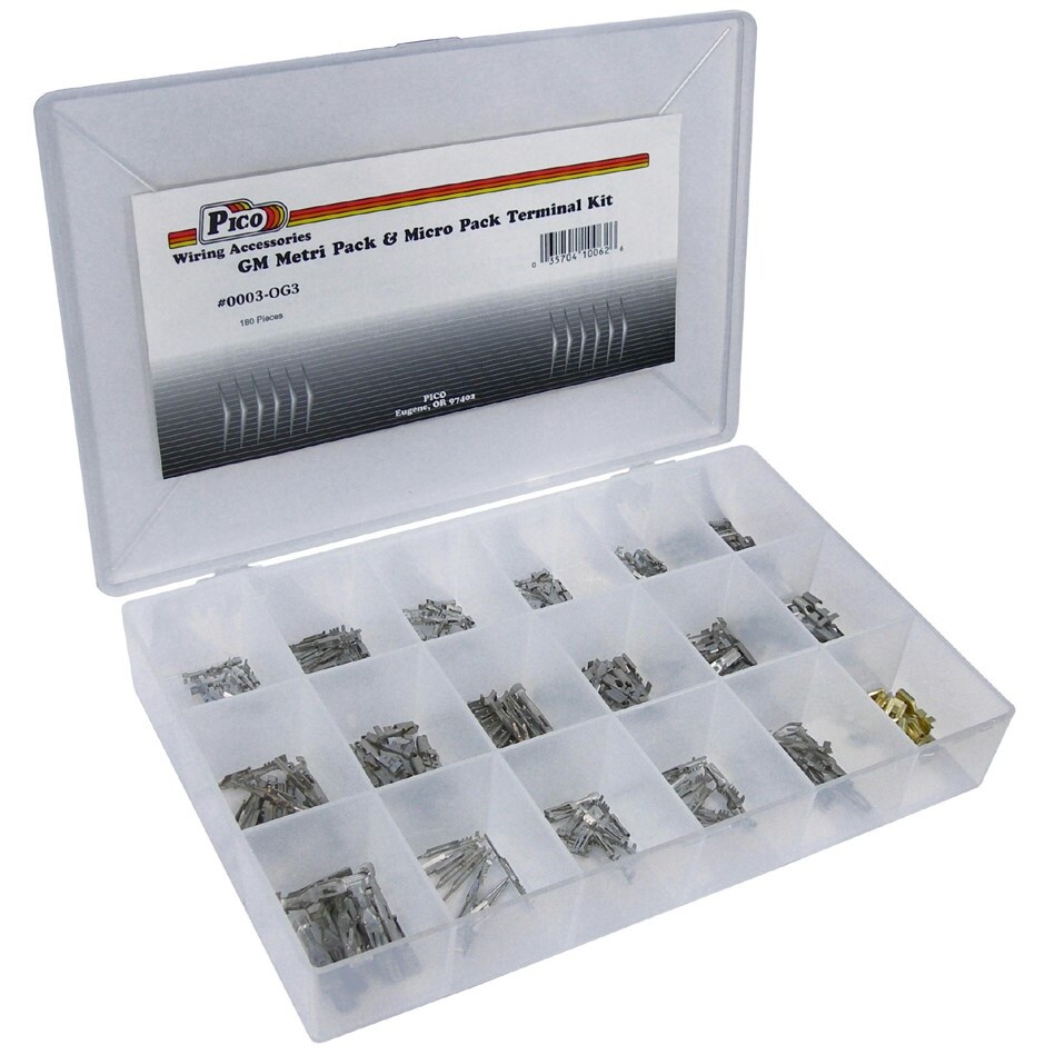 Pico 0003-OG3  180 Piece Electrical Terminal Assortment Kit in Plastic Kit Box Compatible with GM Metri-Pack and Micro-Pack