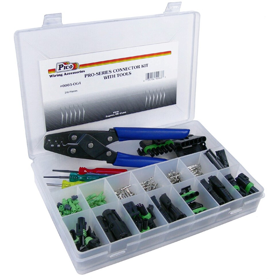 Pico 0003-OG4  216 Piece Electrical Connector Assortment Kit with Tools in Plastic Kit Box  Compatible with GM Weatherpack
