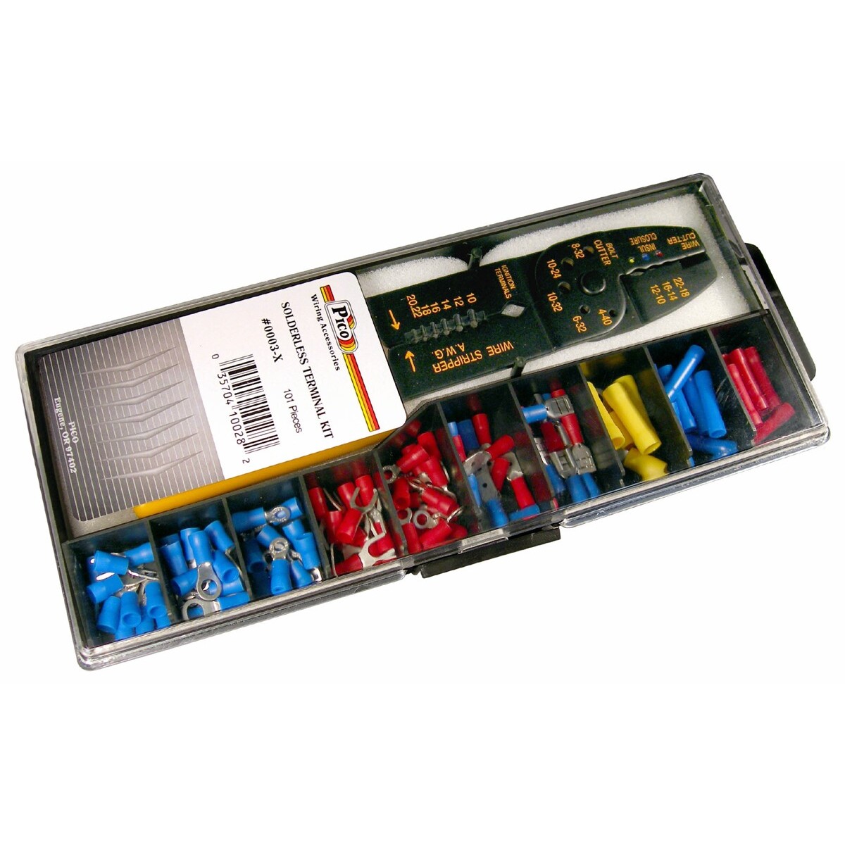 Pico 0003-X  101 Piece Solderless Electrical Terminal Assortment Kit with Crimping Tool  in Plastic Kit Box