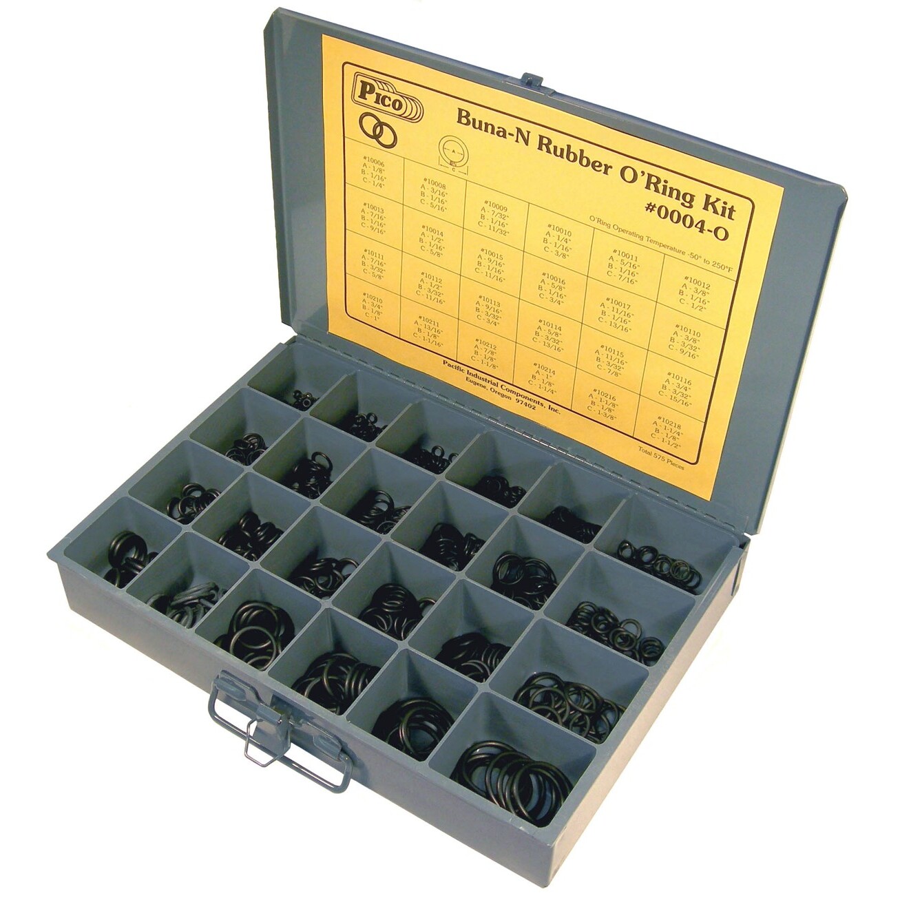 Pico 0004-O  575 Piece Assorted O'Ring Assortment Kit with 24 Sizes in Metal Kit Drawer