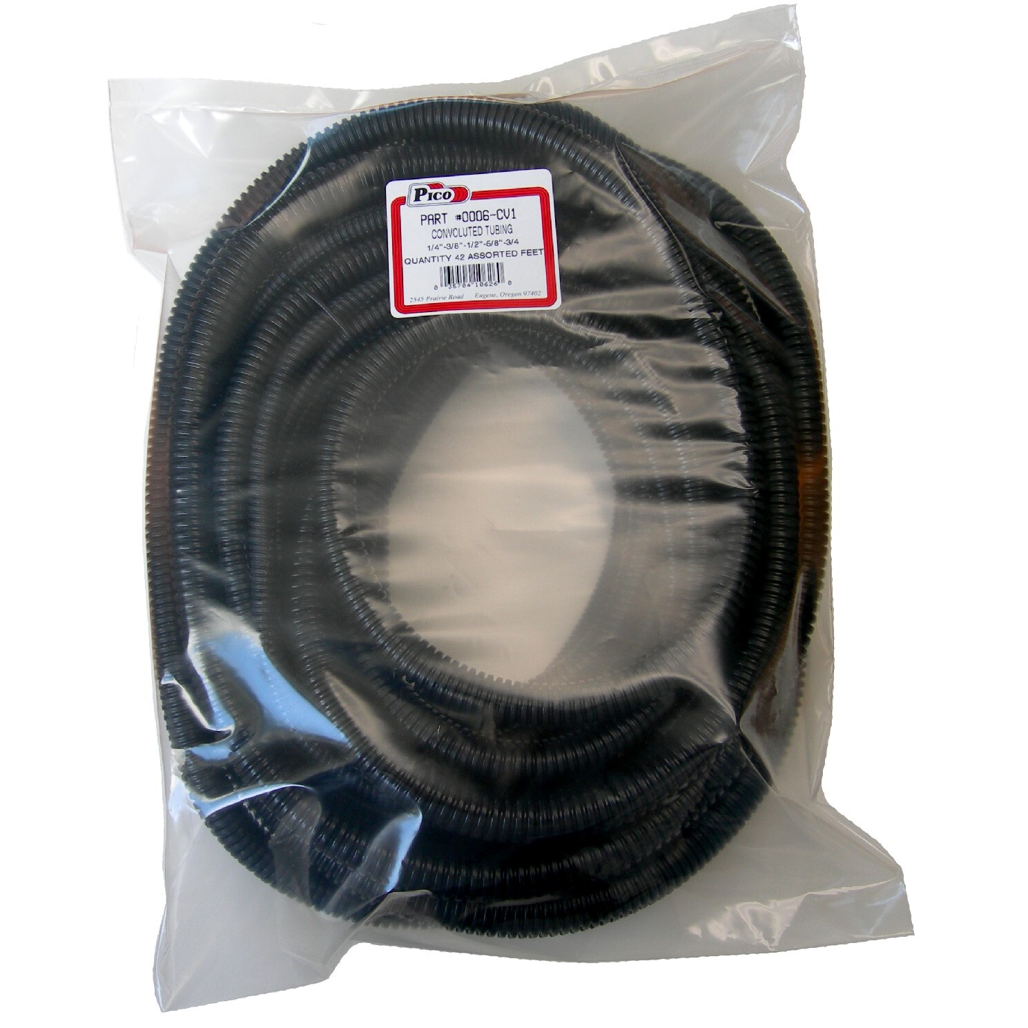 Pico 0006-CV1 42' Convoluted Tubing Assortment (Split Loom) 1/4", 3/8", 1/2", 5/8" and 3/4" Sizes Pico 0006-CV1 42' Convoluted Tubing Assortment (Split Loom) 1/4", 3/8", 1/2", 5/8" and 3/4" Sizes