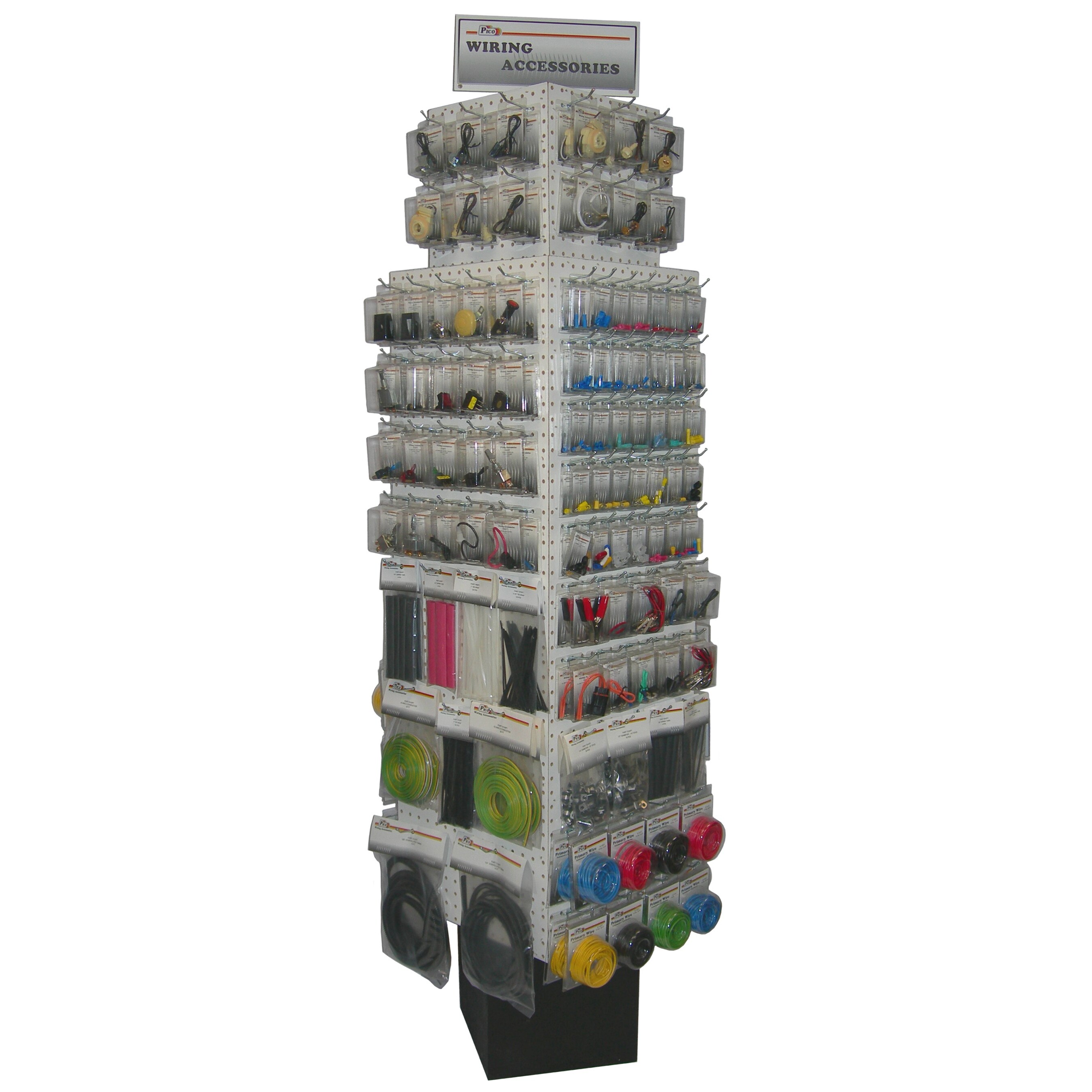 Pico 0007-SQ1  194 Assorted Sku's of Automotive Electrical Products 4 Panel Revolving Display with Cube Display