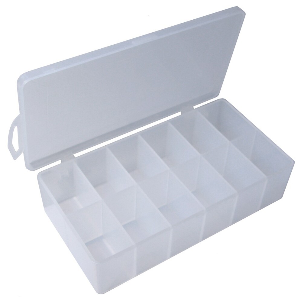 Pico 0010A  7" x 4-1/2" x 1-1/2" Empty 12 Compartment Flex Plastic Kit Box
