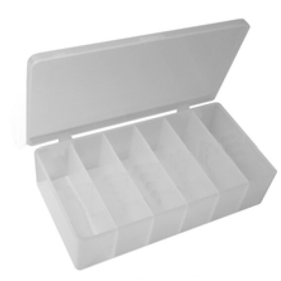 Pico 0018A  10-1/2" x 7" x 1-1/2" Empty 6 Compartment Flex Plastic Kit Box
