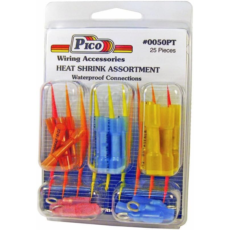 Pico 0050PT  25 Piece Crimp & Heat Shrink Butt Connector and Assorted Ring Terminal Kit (22-16, 16-14 & 12-10 AWG)