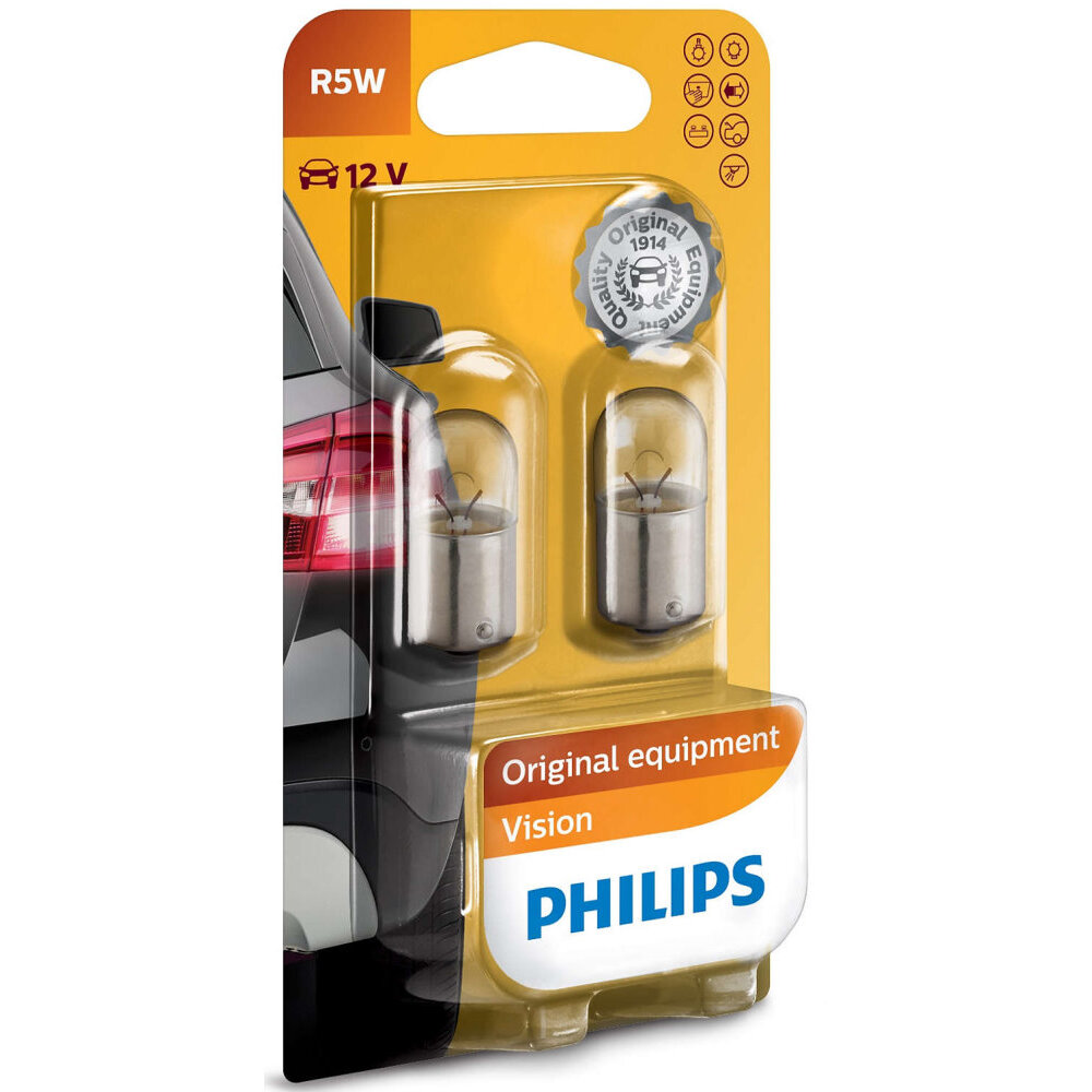 Philips R5W Standard Miniature Bulbs - 2 Bulbs per Package (12821B2) Philips R5W Standard Miniature Bulbs - 2 Bulbs per Package (12821B2)