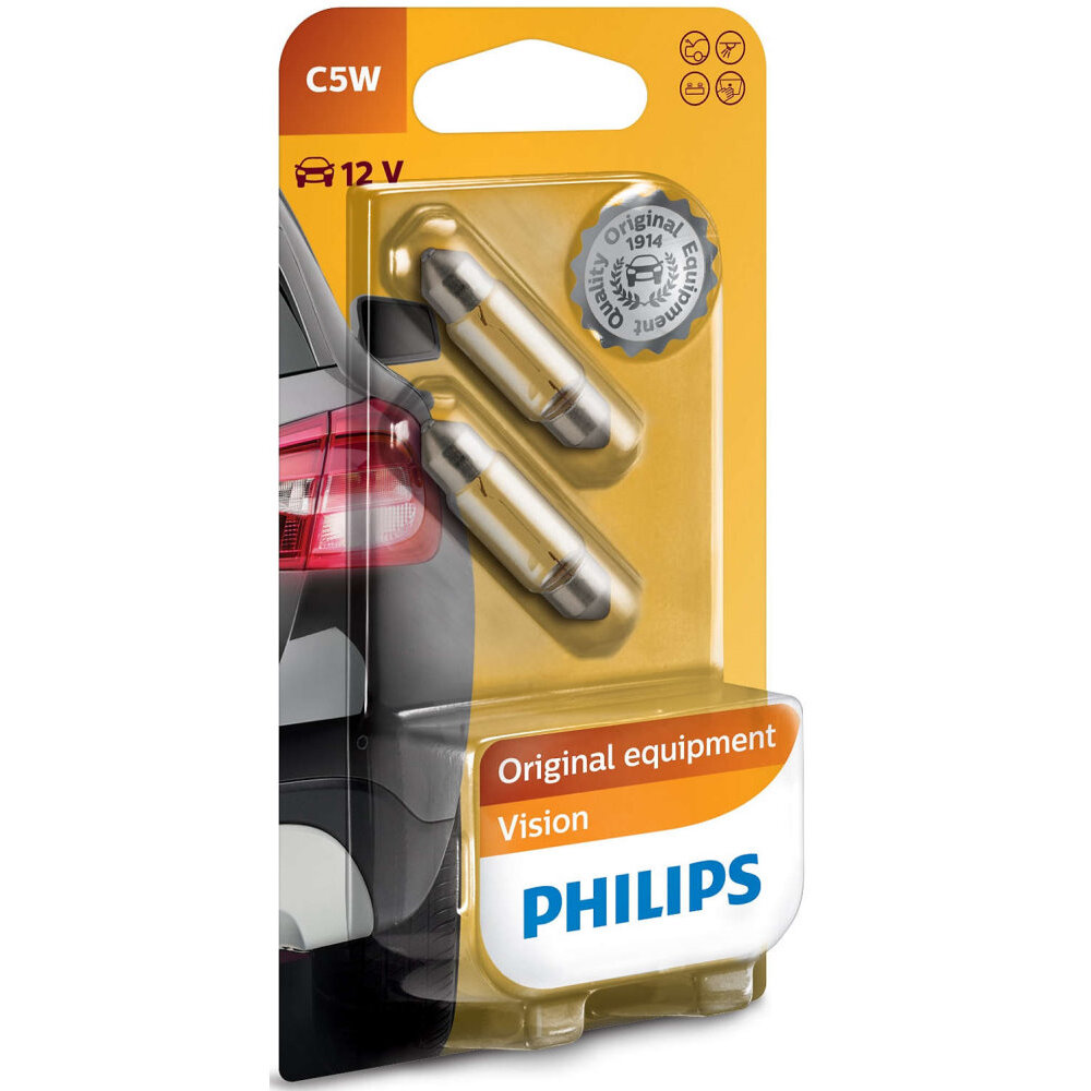 Philips C5W  Standard Miniature Bulbs - 2 Bulbs per Package (12844B2)