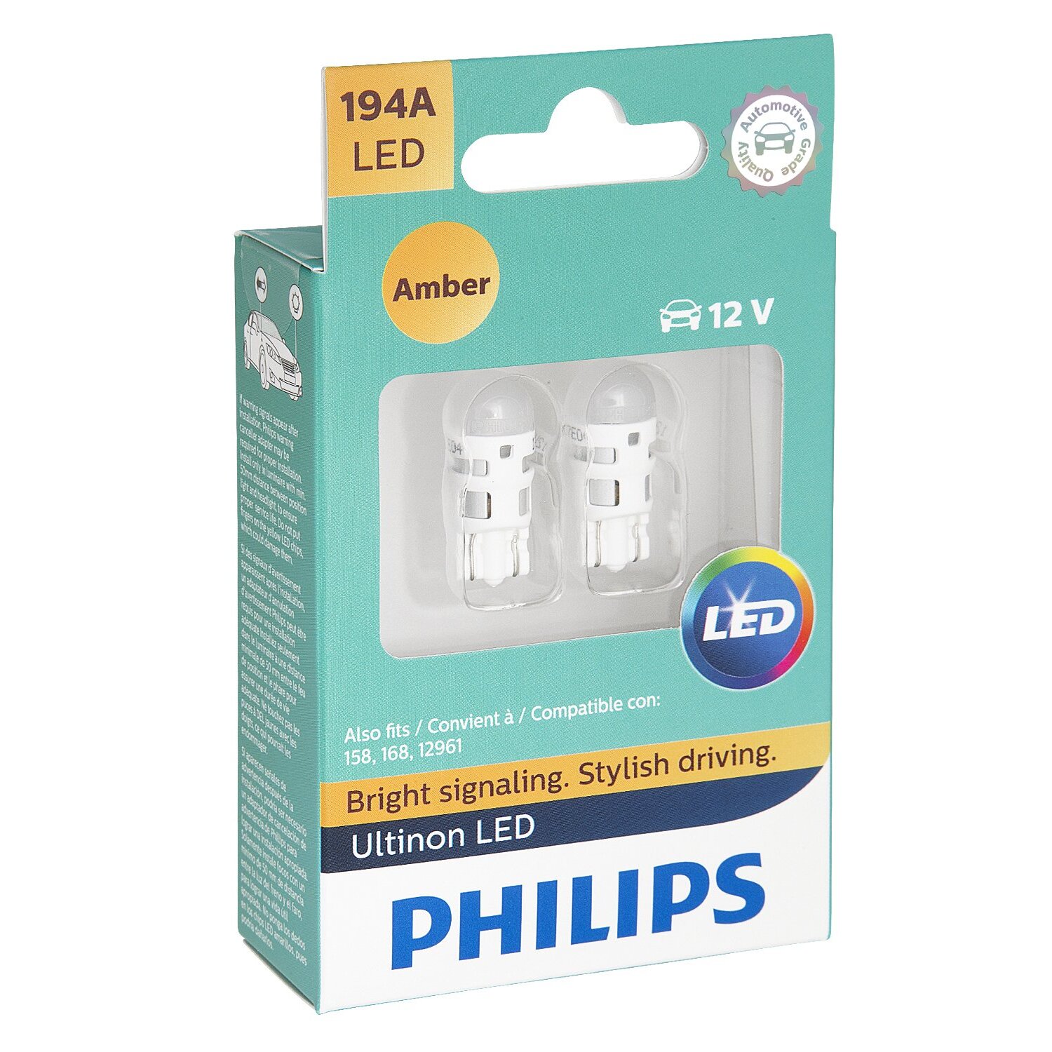 Philips 194ALED Ultinon LED - Amber - 2 per Package Philips 194ALED Ultinon LED - Amber - 2 per Package