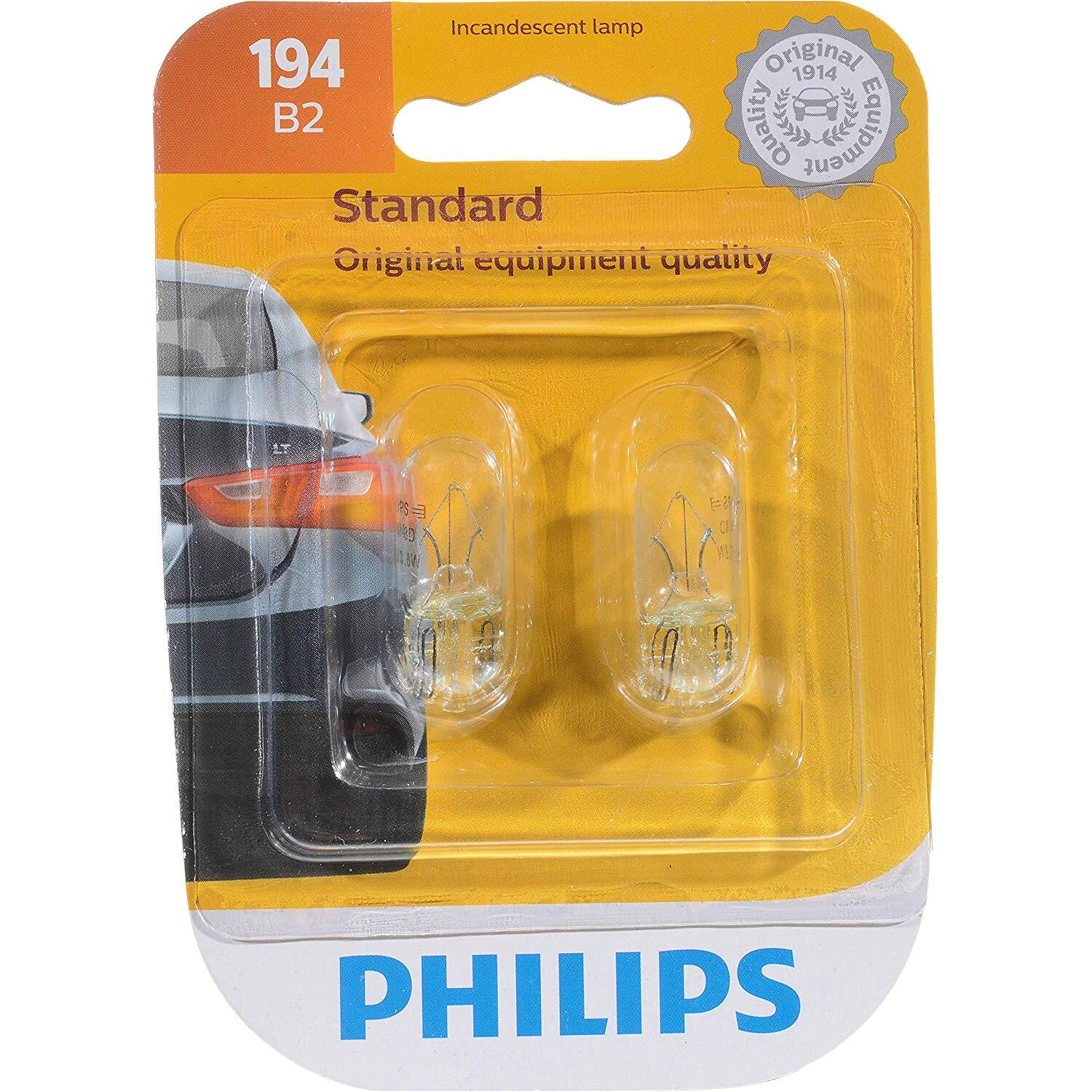 Philips 194  Standard Miniature Bulbs - 2 Bulbs per Package (194B2)