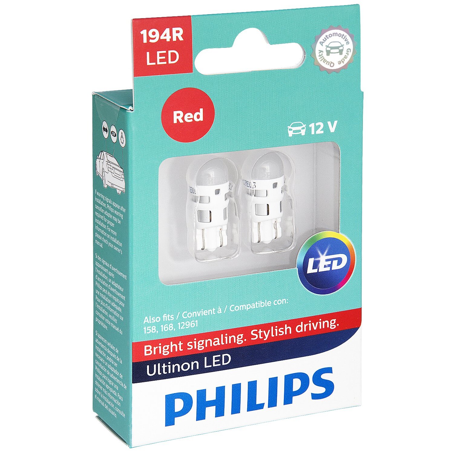 Philips 194RLED  Ultinon LED - Red - 2 per Package