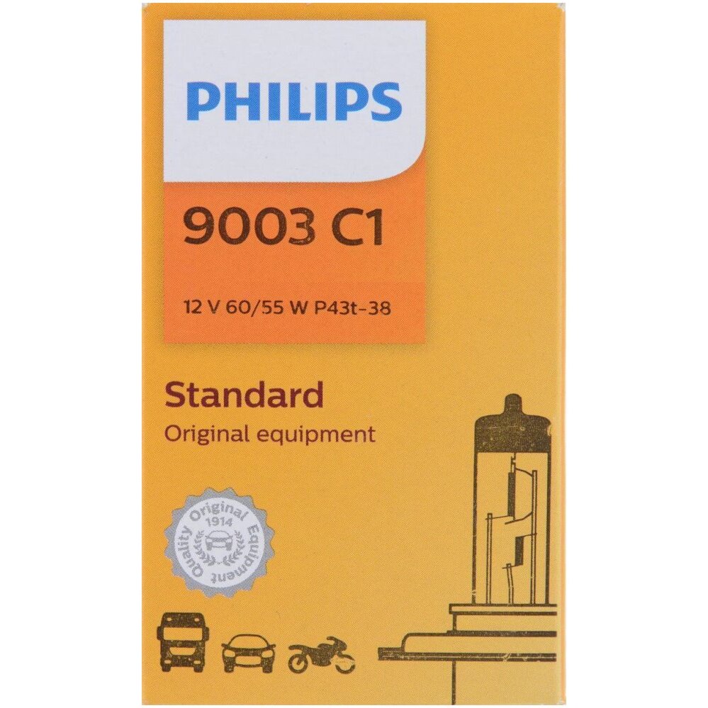 Philips 9003  Standard Halogen Replacement Headlight Bulb - 1 per Box (9003C1)