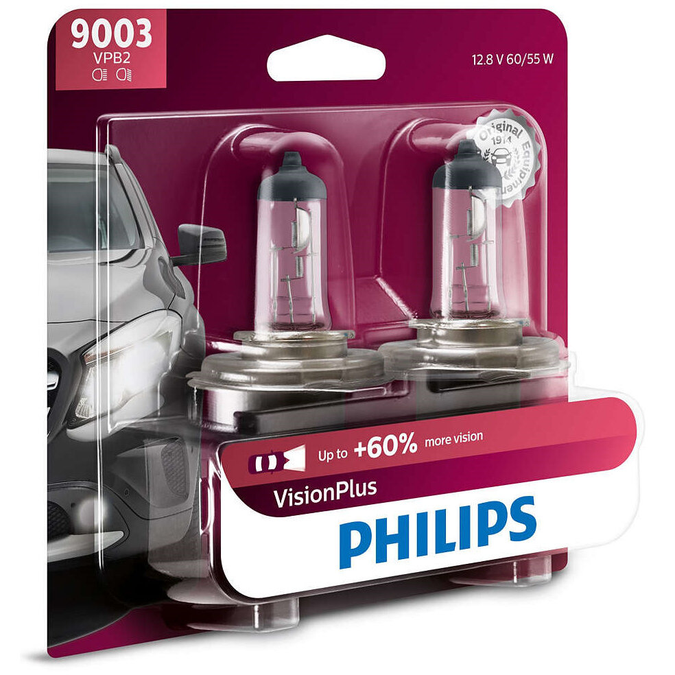Philips 9003 VisionPlus Upgrade Headlight Bulbs - 2 per Package (9003VPB2) Philips 9003 VisionPlus Upgrade Headlight Bulbs - 2 per Package (9003VPB2)