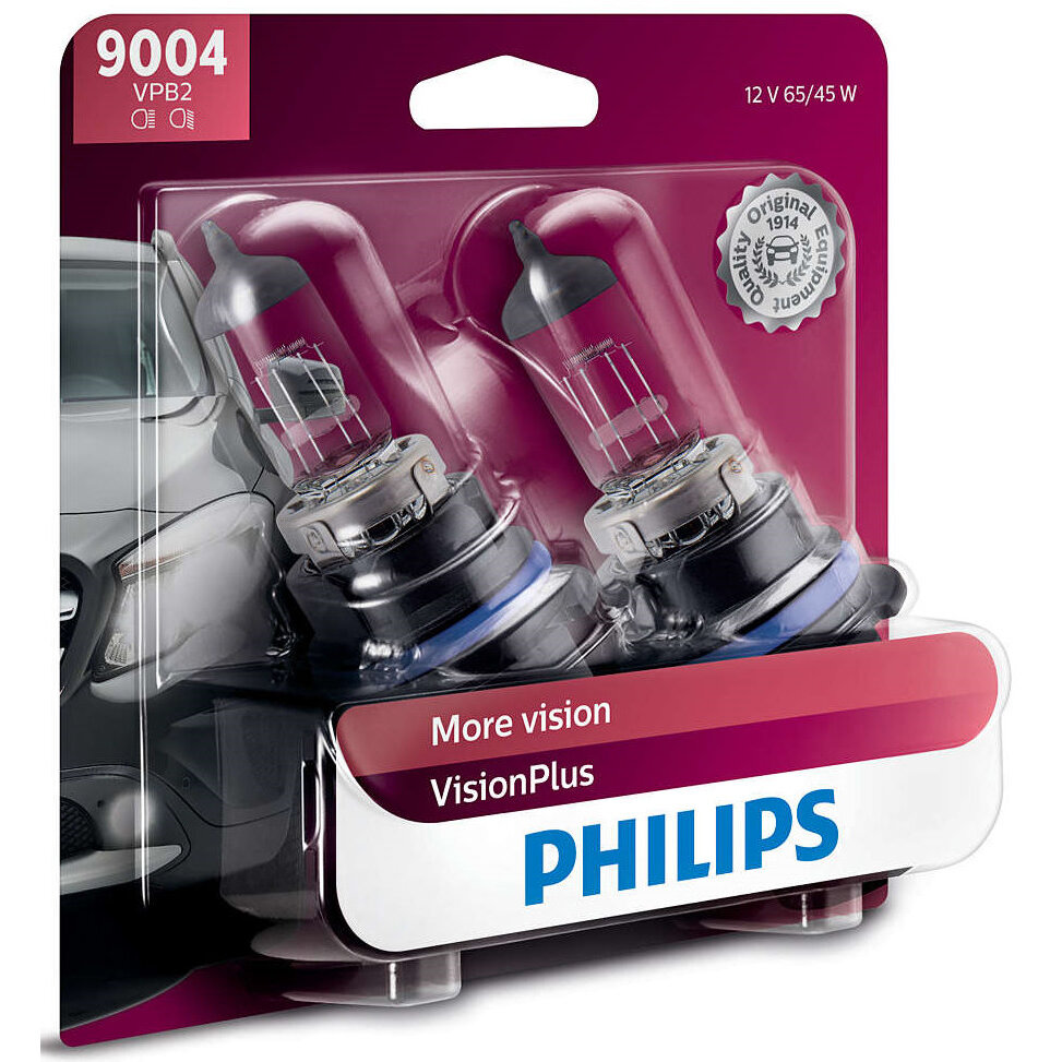 Philips 9004  VisionPlus Upgrade Headlight Bulbs - 2 per Package (9004VPB2)