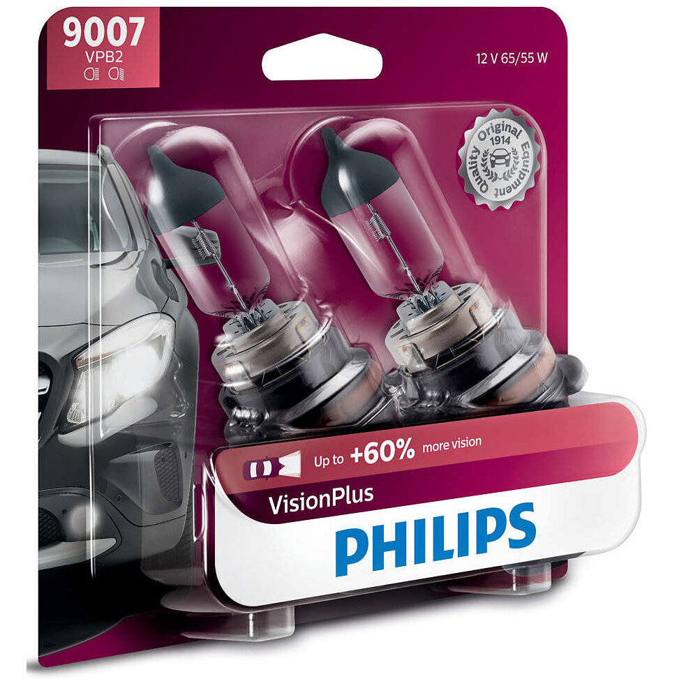 Philips 9007  VisionPlus Upgrade Headlight Bulbs - 2 per Package (9007VPB2)