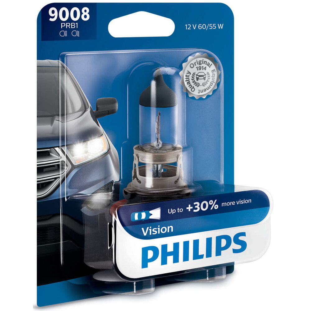 Philips 9008  (H13) Vision Upgrade Headlight Bulb - 1 per Package (9008PRB1)