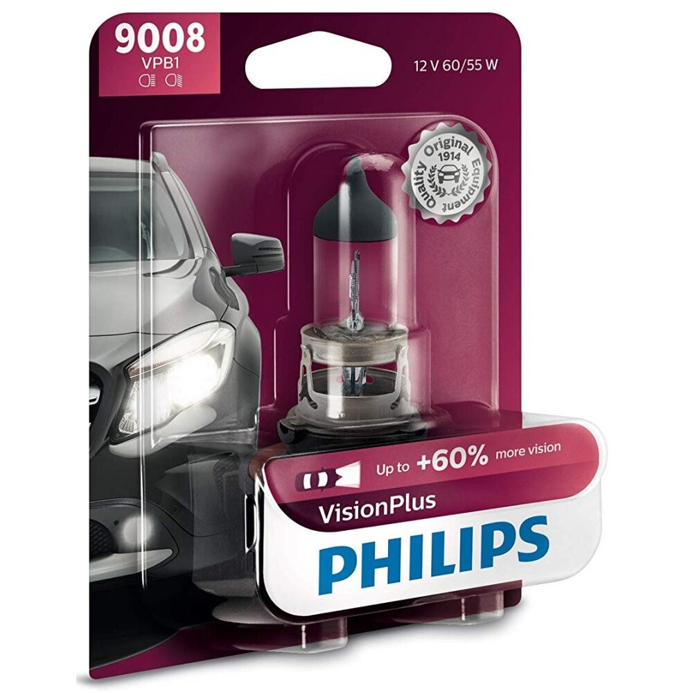Philips 9008  (H13) VisionPlus Upgrade Headlight Bulb - 1 per Package (9008VPB1)