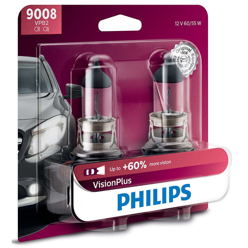 Philips 9008  (H13) VisionPlus Upgrade Headlight Bulbs - 2 per Package (9008VPB2)
