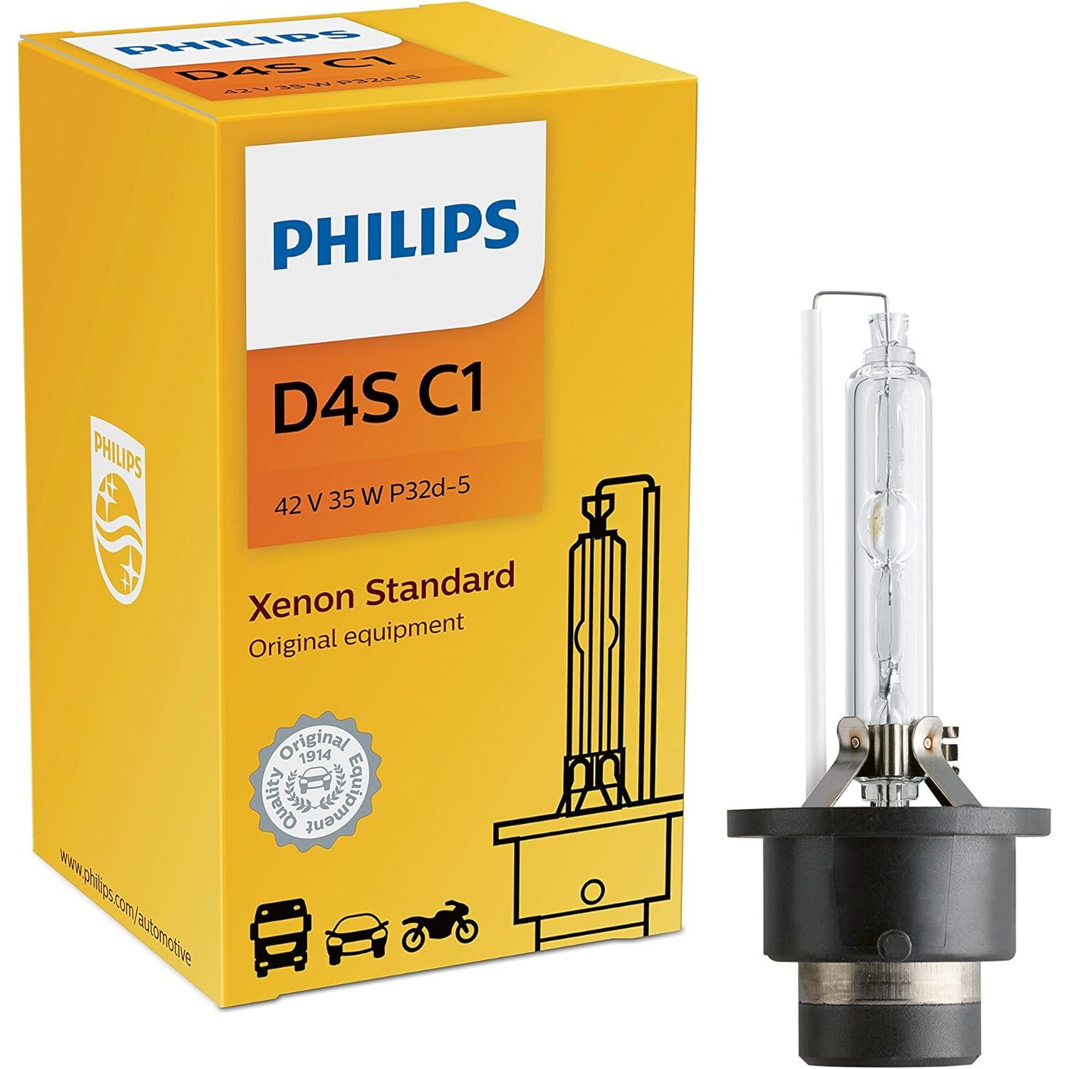 Philips D4S  Standard Xenon HID Headlight Bulb - 1 per Package (D4SC1) (42402C1)