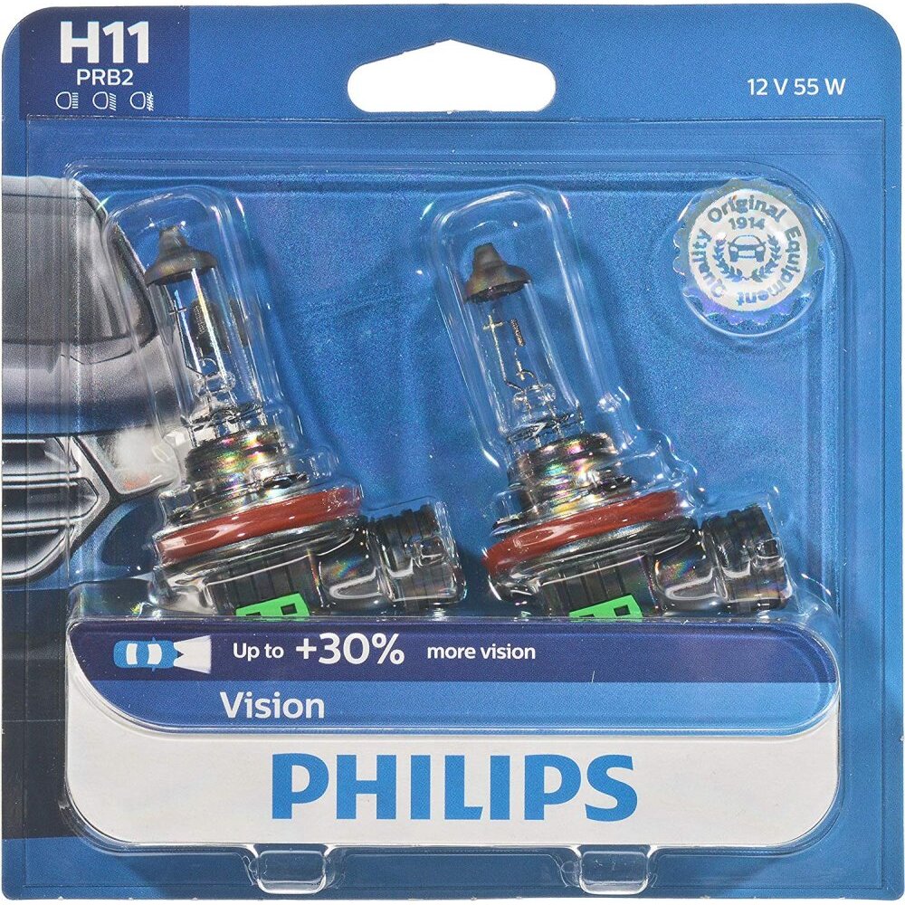 Philips H11  Vision Upgrade Headlight Bulbs - 2 per Package (H11PRB2)