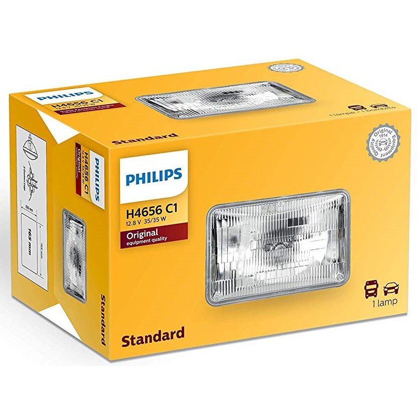 Philips H4656  Standard Halogen Sealed Beam Headlamp - 1 per Box (H4656C1)