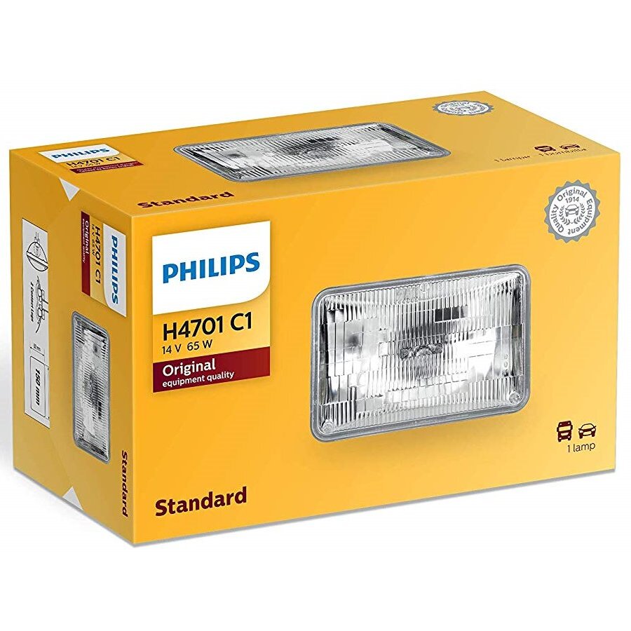 Philips H4701 Standard Halogen Sealed Beam Headlamp - 1 per Box (H4701C1) Philips H4701 Standard Halogen Sealed Beam Headlamp - 1 per Box (H4701C1)