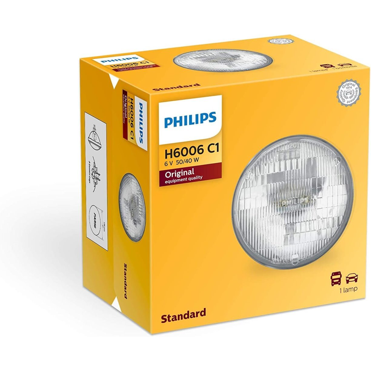 Philips H6006  Standard Halogen Sealed Beam Headlamp - 1 per Box (H6006C1)