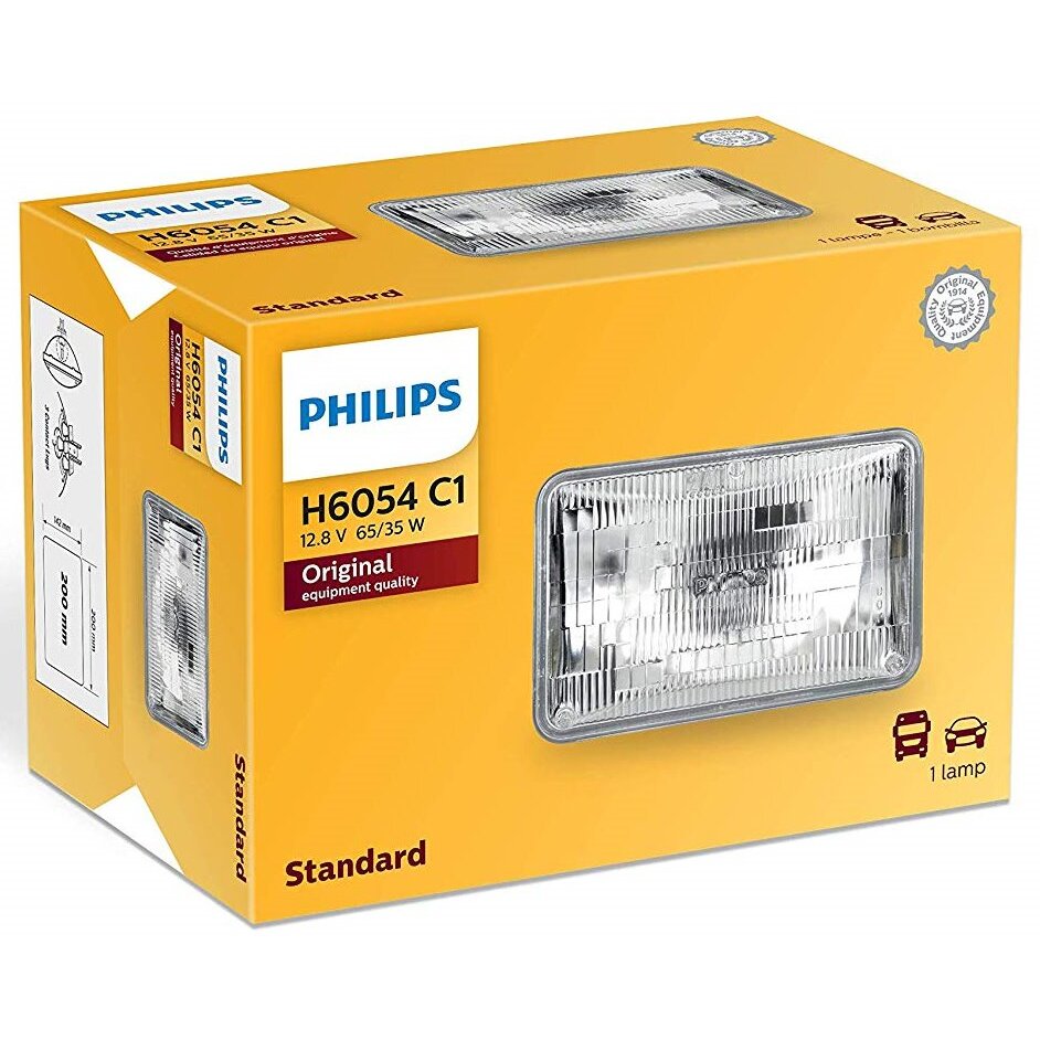 Philips H6054  Standard Halogen Sealed Beam Headlamp - 1 per Box (H6054C1)