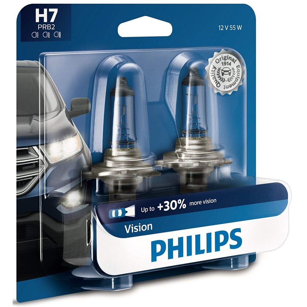 Philips H7  Vision Upgrade Headlight Bulbs - 2 per Package (H7PRB2)