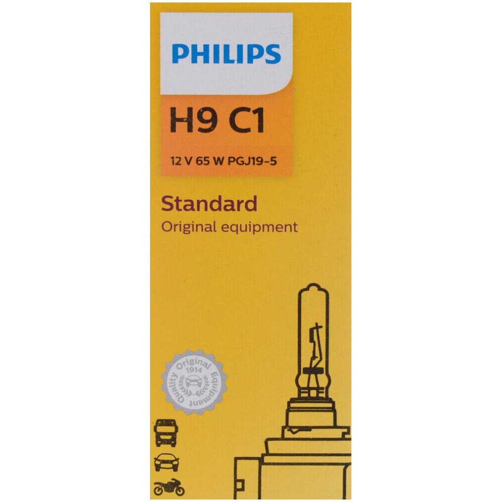 Philips H9  Standard Halogen Replacement Headlight Bulb - 1 per Box (H9C1) (12361C1)