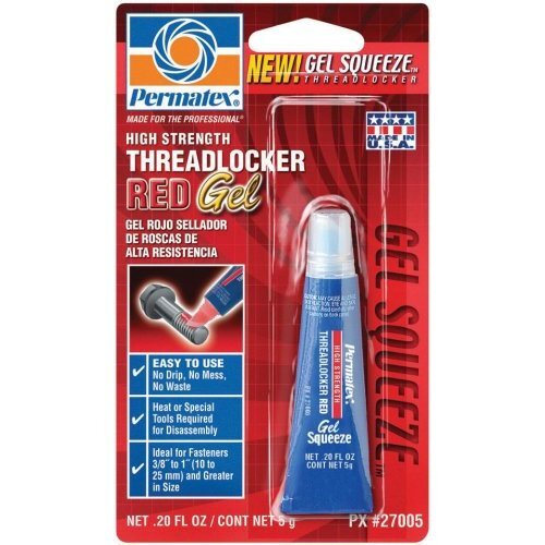 Permatex 27005 GEL SQUEEZE High Strength Threadlocker RED Gel - 5 gram Tube Permatex 27005 GEL SQUEEZE High Strength Threadlocker RED Gel - 5 gram Tube