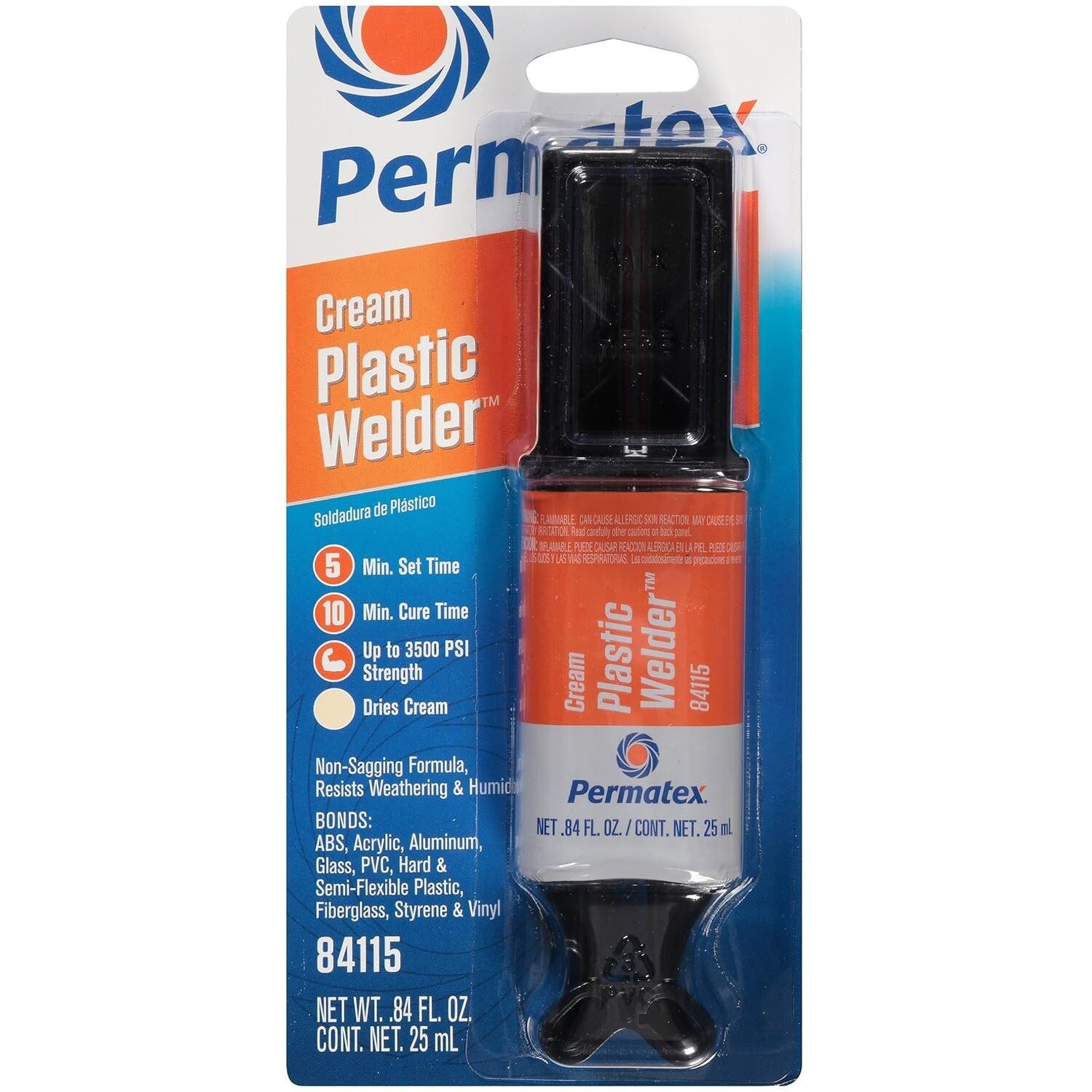 Permatex 84115 PermaPoxy 5 Minute Plastic Weld - 0.84 oz Dual Syringe Permatex 84115 PermaPoxy 5 Minute Plastic Weld - 0.84 oz Dual Syringe