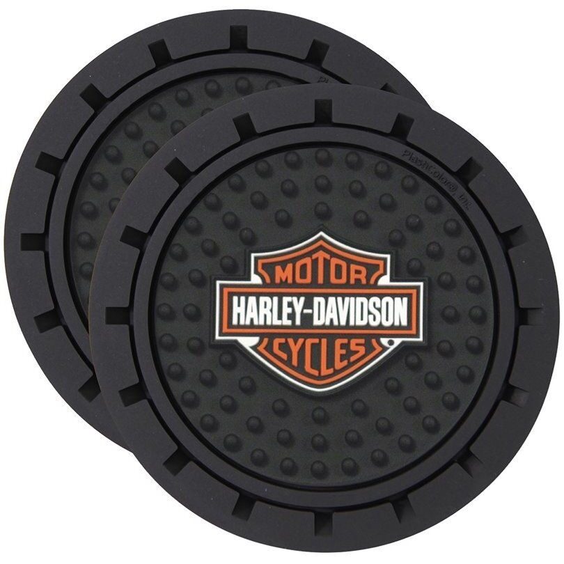 Plasticolor 360R01  Cup Holder Coasters with Harley-Davidson Bar & Shield Logo- 2 per Package