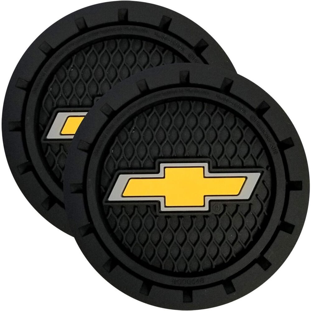 Plasticolor 648R01 Cup Holder Coasters with Chevy Bowtie Logo - 2 per Package Plasticolor 648R01 Cup Holder Coasters with Chevy Bowtie Logo - 2 per Package