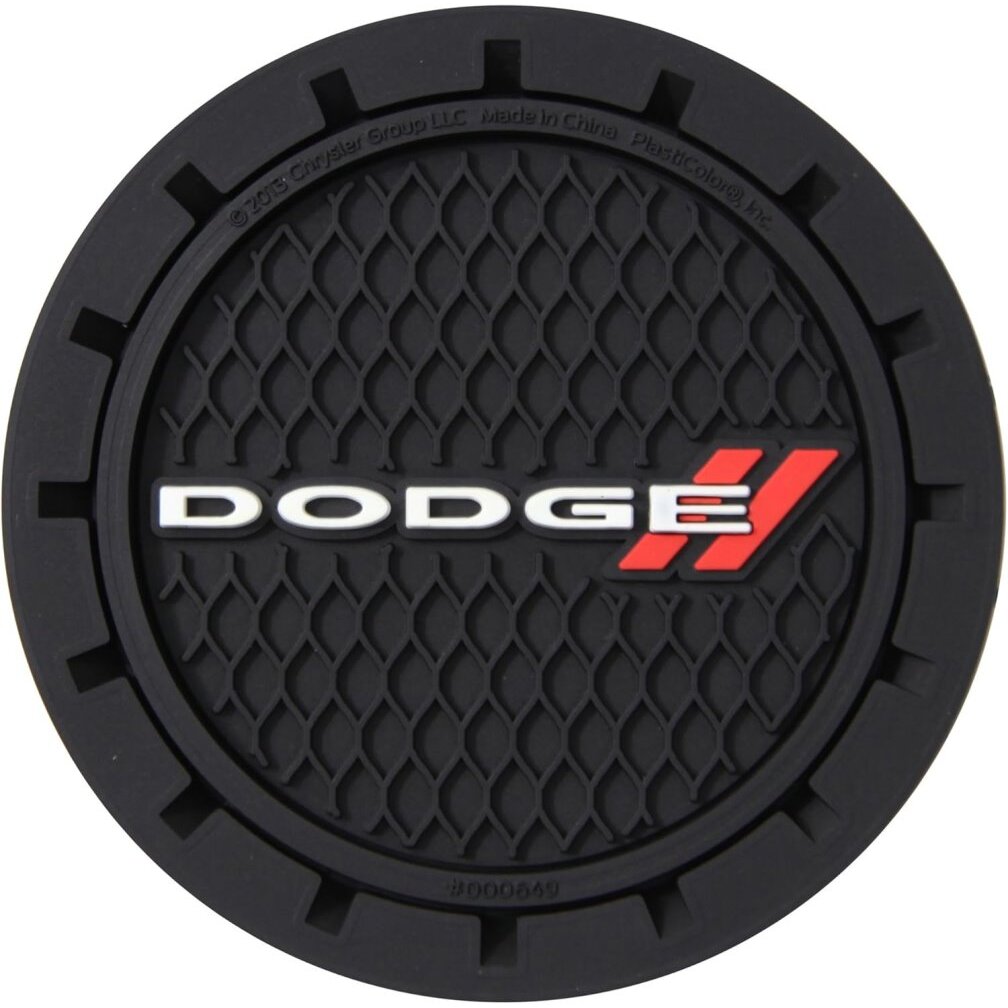 Plasticolor 649R01  Cup Holder Coasters with Dodge Logo - 2 per Package