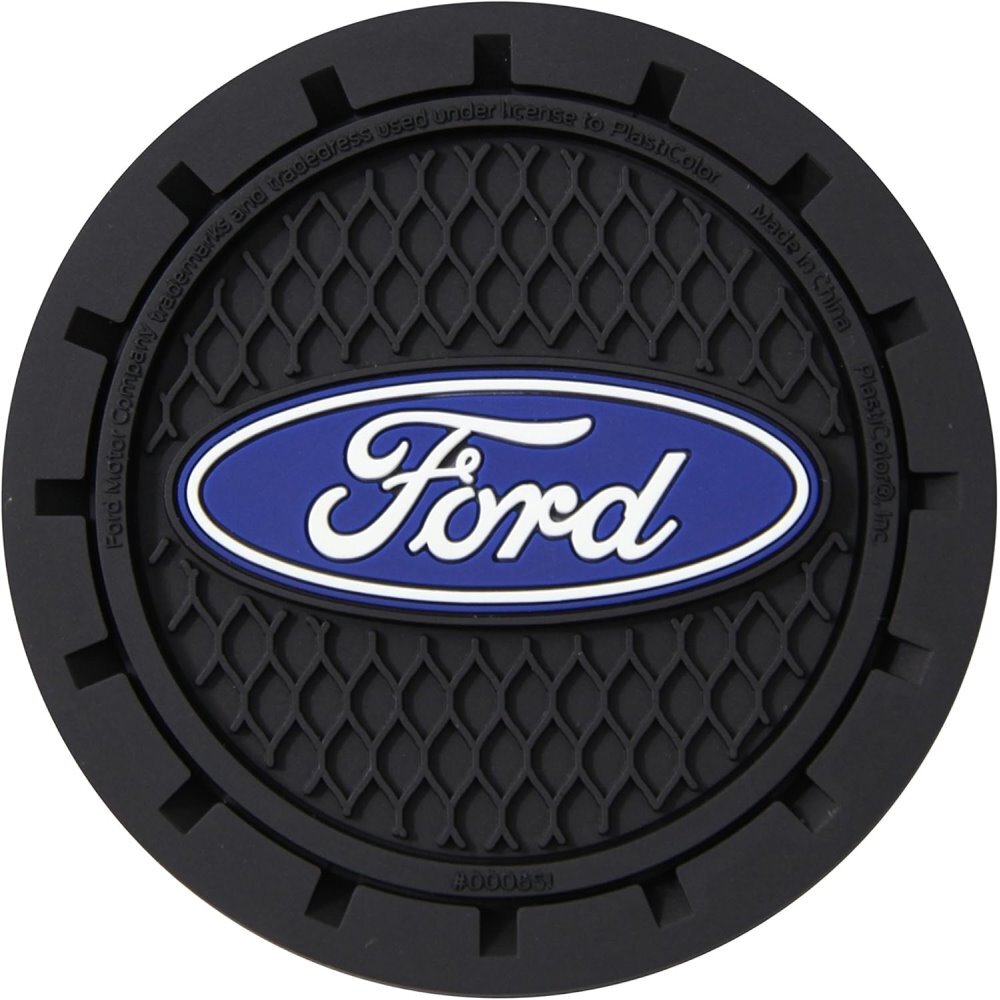 Plasticolor 651R01  Cup Holder Coasters Ford Oval Logo - 2 per Package