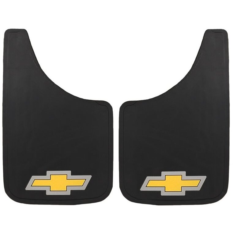 Plasticolor 489R03  Easy Fit 9" x 15" Mud Guards Chevrolet Bowtie Logo - Set of 2