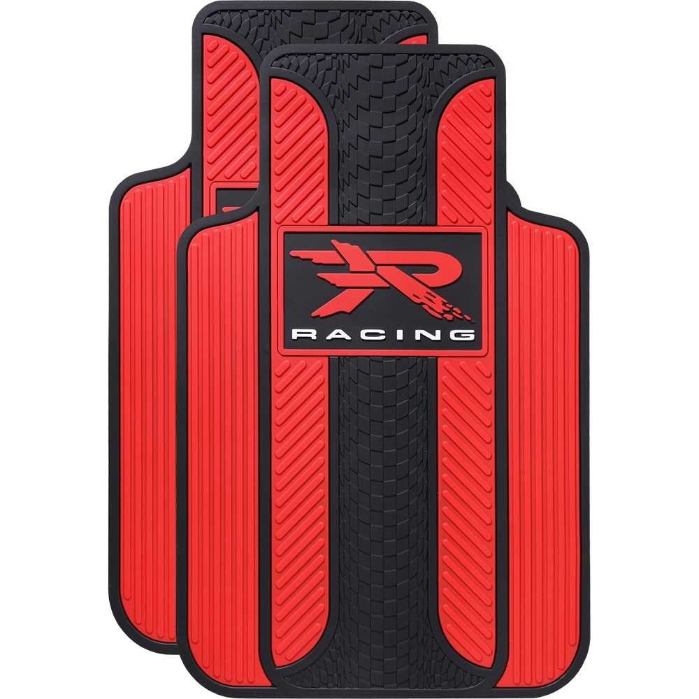 Plasticolor 1727R04  Floor Mats with R Racing Velocity Logo - Red