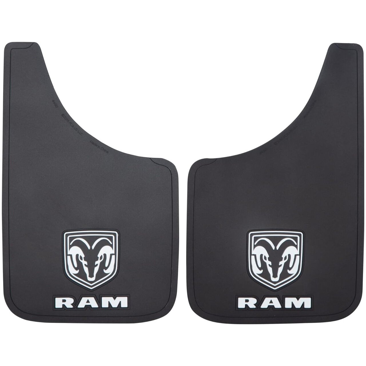 Plasticolor 490R01  Easy Fit 9" x 15" Mud Guards with Ram Logo - Set of 2