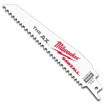 Milwaukee 48-00-5021  6" x 5/8 TPI The Ax Sawzall Blade for Wood Cutting 5 Blades per Pack