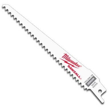 Milwaukee 48-00-5035 6" x 6TPI Sawzall Blade for Wood Cutting 5 Blades per Pack Milwaukee 48-00-5035 6" x 6TPI Sawzall Blade for Wood Cutting 5 Blades per Pack