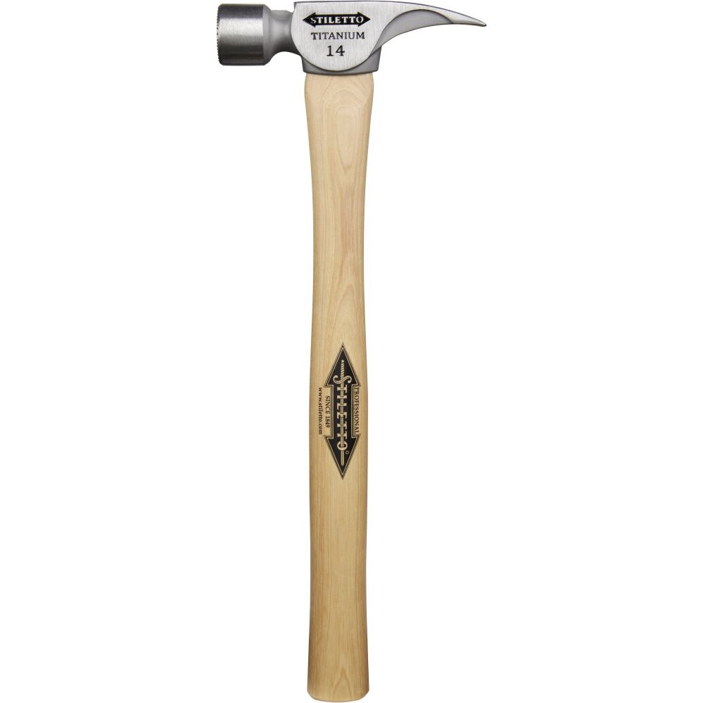 Stiletto TI14MS 14oz Titanium, Milled Face, 18" Straight Hickory Handle Framing Hammer Stiletto TI14MS 14oz Titanium, Milled Face, 18" Straight Hickory Handle Framing Hammer