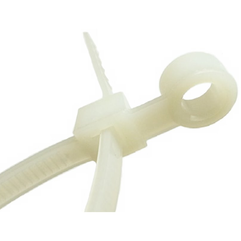 Mighty Tie MT750MH9C 7" Natural 50-lbs Cable Ties with Mounting Hole - 100 per Package Mighty Tie MT750MH9C 7" Natural 50-lbs Cable Ties with Mounting Hole - 100 per Package