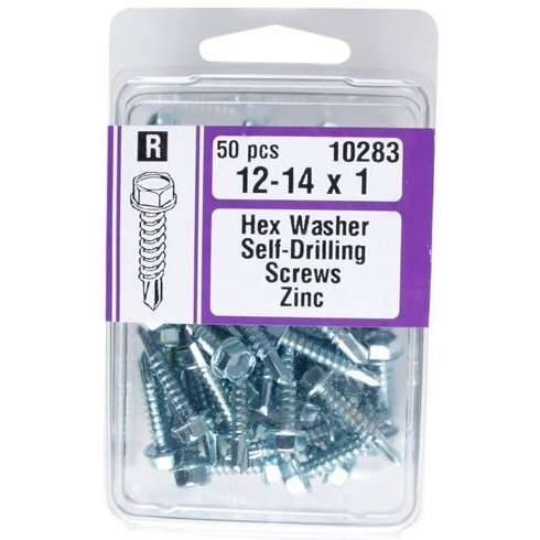 Midwest Fastener 10283  #12 x 1" Hex Washer Head Self-Drilling Screws Zinc Plated - 50 per Package
