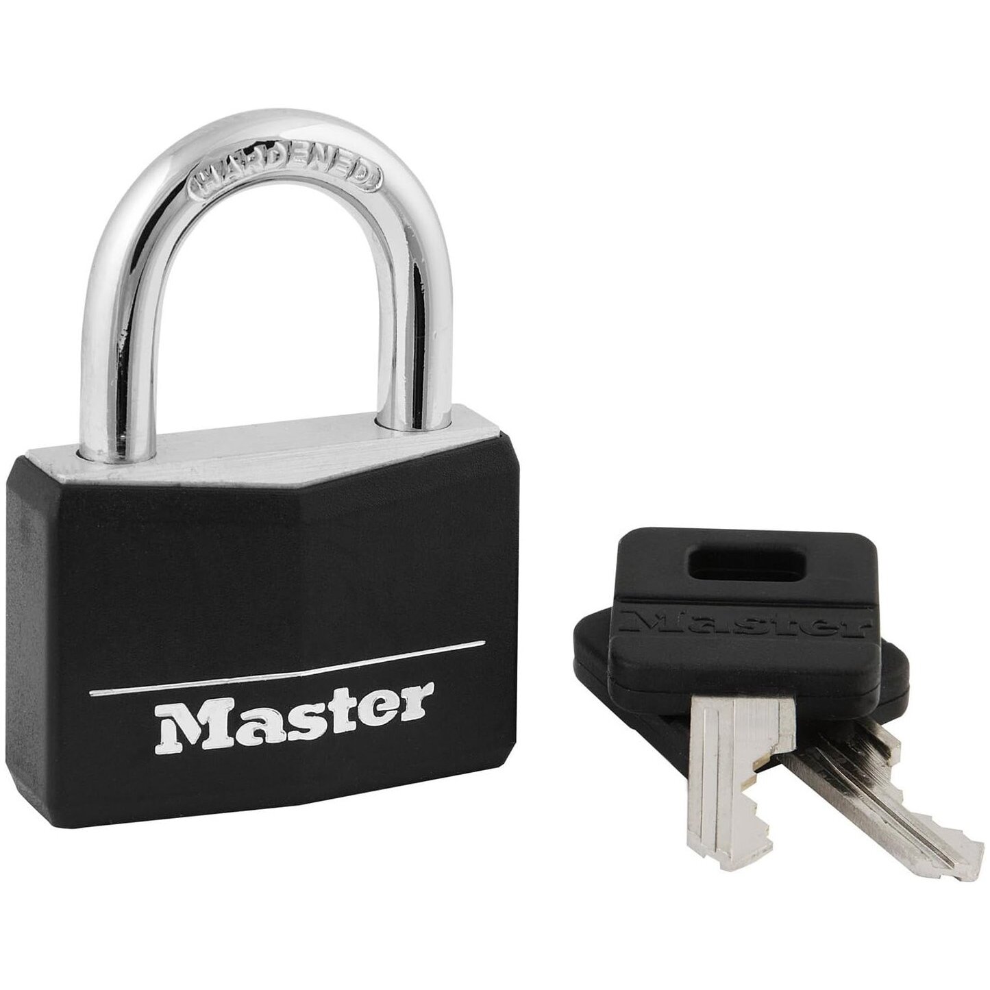 Master Lock 141D  1-9/16" Wide Black Vinyl Covered Body Padlock with 7/8" Shacle Height