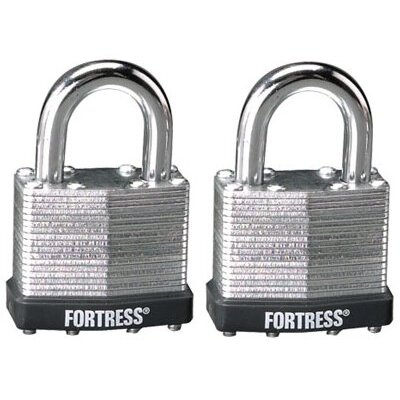Master Lock 1803T  Fortress 1-1/2" Wide Steel Laminated Padlocks with 7/8" Shackle Height - 2 per Package Both Keyed Alike