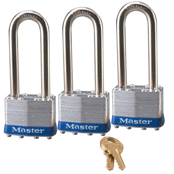 Master Lock 1TRILJ 1-3/4" Wide Laminated Padlocks with 2-1/2" Shackle Height - 3 per Package All Keyed Alike Master Lock 1TRILJ 1-3/4" Wide Laminated Padlocks with 2-1/2" Shackle Height - 3 per Package All Keyed Alike